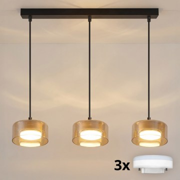 Brilagi - Lustra LED RGB+CCT reglabilă pe cablu AURA LUX 3xGX53/14W/230V 2700-6500K Wi-Fi Tuya negru/auriu