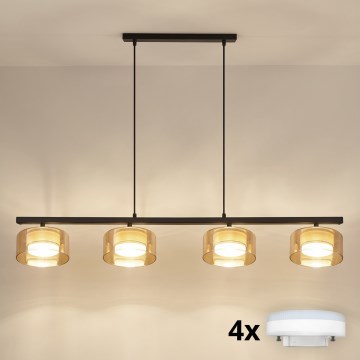 Brilagi - Lustră LED RGB+CCT reglabilă, suspendată pe cablu AURA LUX 4xGX53/14W/230V 2700-6500K Wi-Fi Tuya negru/auriu