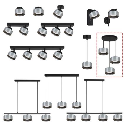 Brilagi - Lustra LED RGB+CCT reglabilă suspendată pe cablu AURA LUX 3xGX53/14W/230V 2700-6500K Wi-Fi Tuya negru/fumuriu