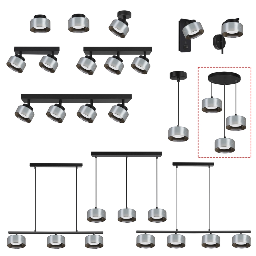 Brilagi - Lustra LED RGB+CCT reglabilă suspendată pe cablu AURA LUX 3xGX53/14W/230V 2700-6500K Wi-Fi Tuya negru/fumuriu