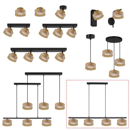 Brilagi - Lustră LED RGB+CCT reglabilă, suspendată pe cablu AURA LUX 4xGX53/14W/230V 2700-6500K Wi-Fi Tuya negru/auriu