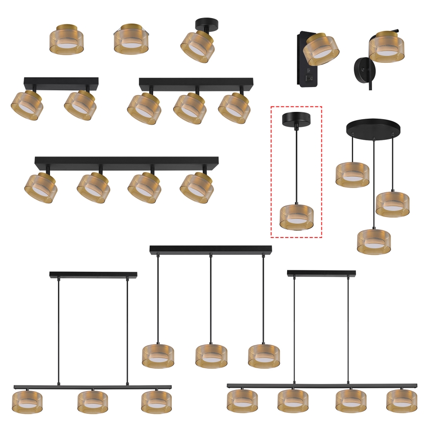 Brilagi - LED RGB+CCT Lustra suspendată reglabilă pe cablu AURA LUX 1xGX53/14W/230V 2700-6500K Wi-Fi Tuya negru/auriu