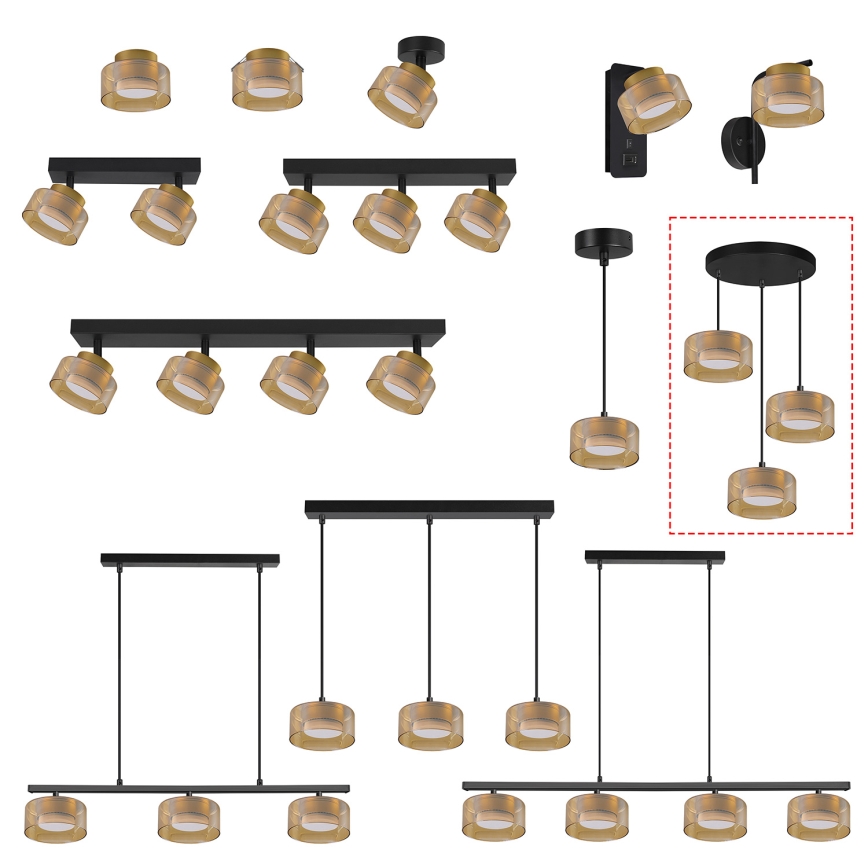 Brilagi - LED RGB+CCT Lustru suspendat dimmabil pe cablu AURA LUX 3xGX53/14W/230V 2700-6500K Wi-Fi Tuya negru/auriu