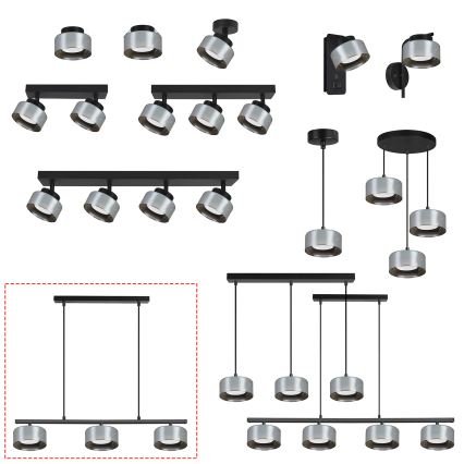 Brilagi - Lustra LED RGB+CCT dimabilă suspendată pe cablu AURA LUX 3xGX53/14W/230V 2700-6500K Wi-Fi Tuya negru/fumuriu