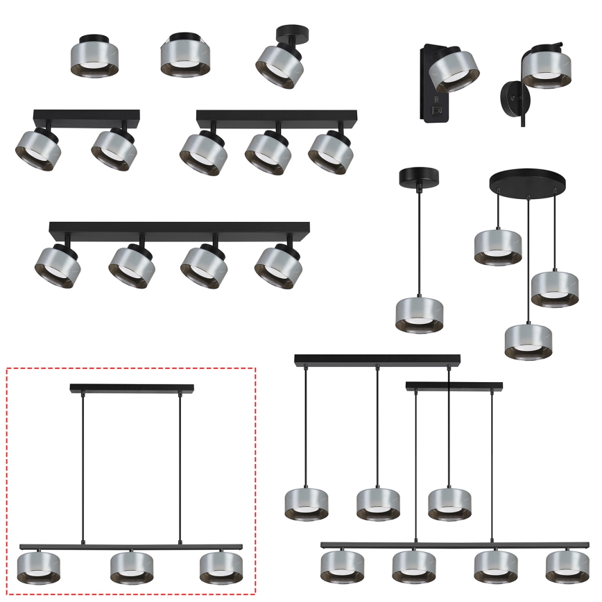 Brilagi - Lustra LED RGB+CCT dimabilă suspendată pe cablu AURA LUX 3xGX53/14W/230V 2700-6500K Wi-Fi Tuya negru/fumuriu