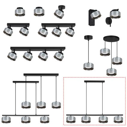 Brilagi - LED RGB+CCT lustru suspendat reglabil pe cablu AURA LUX 4xGX53/14W/230V 2700-6500K Wi-Fi Tuya negru/fumuriu