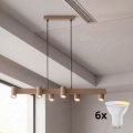 Brilagi - Lustră LED RGBW dimabilă pe cablu SELE 6xGU10/6,5W/230V 2700-6500K bej + telecomandă