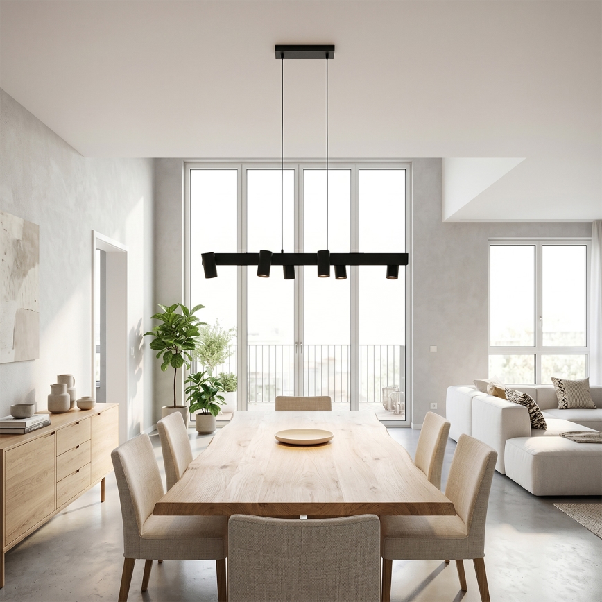 BRILAGI - Candelabru LED RGBW reglabil pe cablu SELE 6xGU10/6,5W/230V 2700-6500K negru + telecomandă