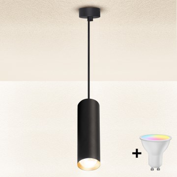 Brilagi - Lustră LED RGBW reglabilă pe cablu SELE 1xGU10/6W/230V 3000K negru/auriu + telecomandă