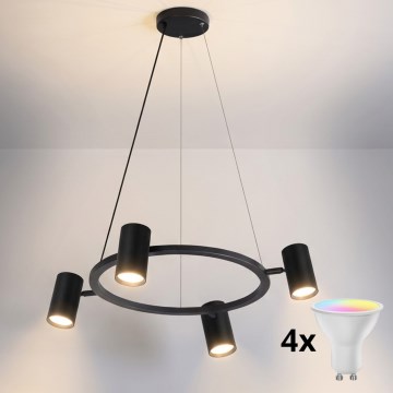 Brilagi - Lustră LED RGBW reglabilă pe cablu SELE 4xGU10/6,5W/230V 2700-6500K negru