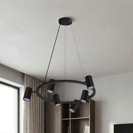 BRILAGI - Lustră LED RGBW reglabilă pe cablu SELE 6xGU10/6,5W/230V 2700-6500K neagră + cu telecomandă