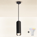 Brilagi - Lustră LED RGBW reglabilă SELE, suspendată pe cablu, 1x GU10/4,8W/230V 3000K, neagră + telecomandă