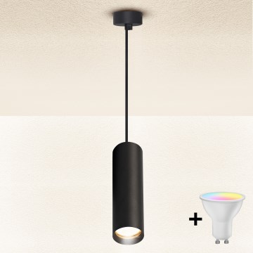 Brilagi - Lustră LED RGBW reglabilă SELE, suspendată pe cablu, 1x GU10/4,8W/230V 3000K, neagră + telecomandă