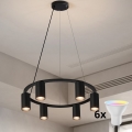 Brilagi - Lustră LED RGBW reglabilă suspendată pe cablu SELE 6xGU10/6,5W/230V 2700-6500K negru + telecomandă
