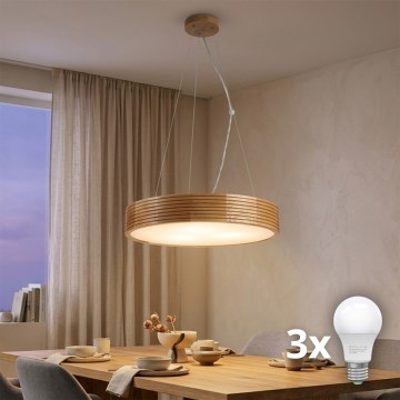Brilagi - Lustra LED suspendată CARVALHO MODERN, 3x E27/60W/230V, stejar, Ø 47,5 cm