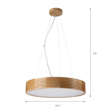 Brilagi - Lustra LED suspendată CARVALHO MODERN, 3x E27/60W/230V, stejar, Ø 47,5 cm