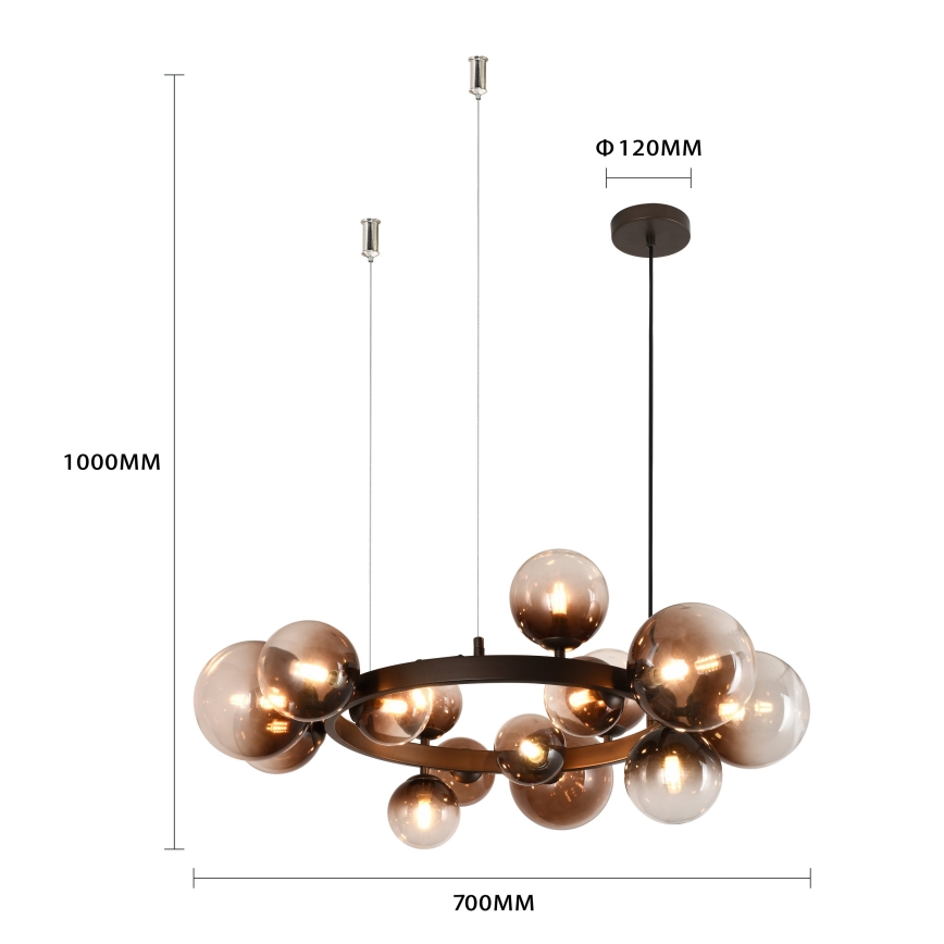 Brilagi - Lustră LED suspendată cu cablu MILLA 15xG9/3W/230V maro/maro fumuriu