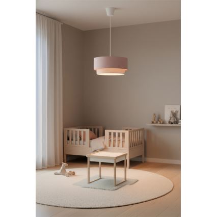 Brilagi - Lustră LED suspendată pe cablu BOHO BOBO, 1xE27/10W/230V, Ø 40 cm, roz/crem