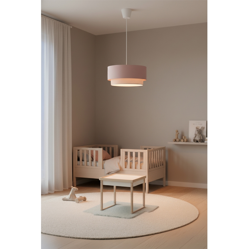 Brilagi - Lustră LED suspendată pe cablu BOHO BOBO, 1xE27/10W/230V, Ø 40 cm, roz/crem