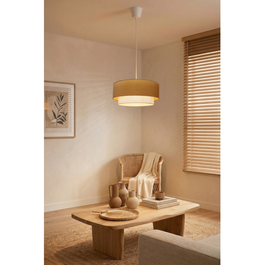 Brilagi - Lustră LED suspendată pe cablu BOHO ECO, 1x E27/10W/230V, Ø 40 cm, bej/crem