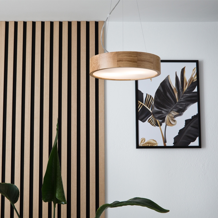 Brilagi - Lustră LED suspendată pe cablu CARVALHO 2xE27/15W/230V, stejar Ø 37 cm