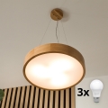 Brilagi - Lustră LED suspendată pe cablu CARVALHO 3xE27/60W/230V stejar Ø 47,5 cm