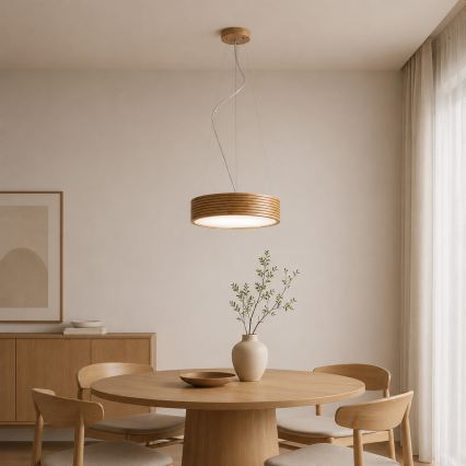 Brilagi - Lustră LED suspendată pe cablu CARVALHO MODERN 2xE27/60W/230V, stejar, Ø 37,5 cm