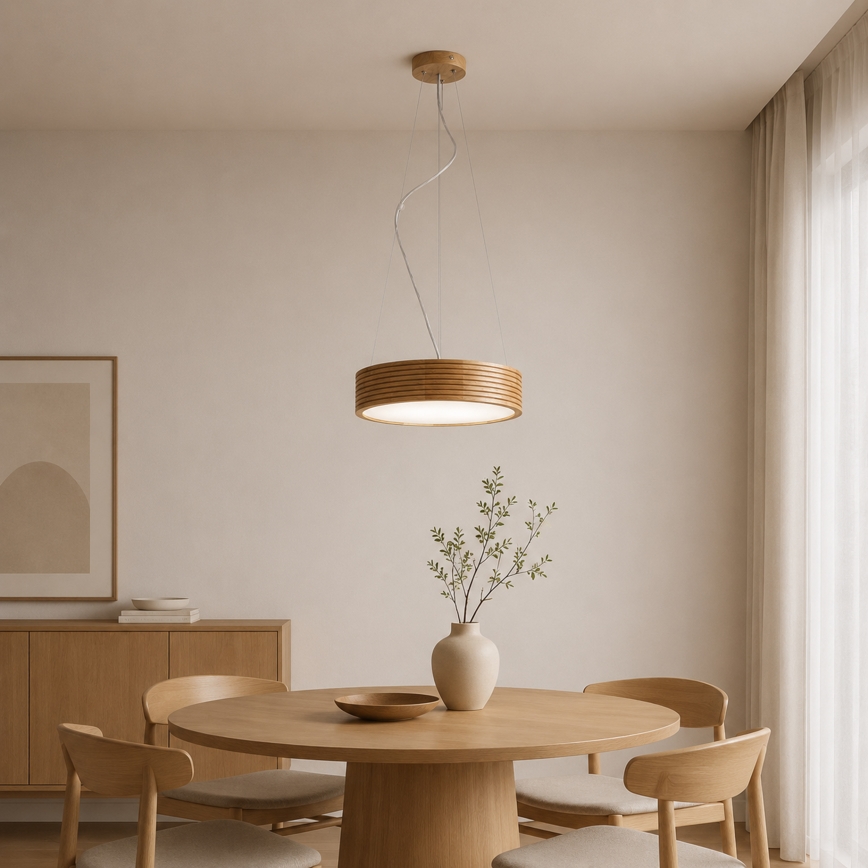 Brilagi - Lustră LED suspendată pe cablu CARVALHO MODERN 2xE27/60W/230V, stejar, Ø 37,5 cm