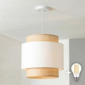 Brilagi - Lustră LED suspendată pe cablu CERIA 1xE27/40W/230V, diam. 30 cm, bej/alb