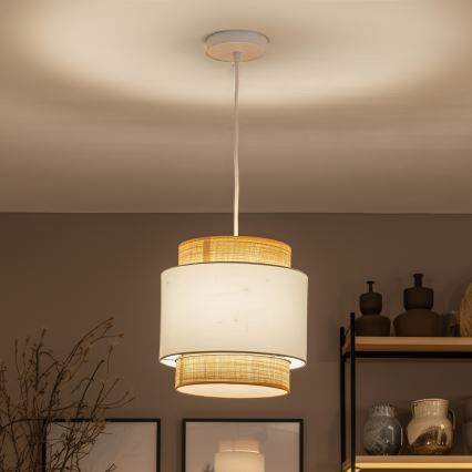 Brilagi - Lustră LED suspendată pe cablu CERIA 1xE27/40W/230V, diam. 30 cm, bej/alb