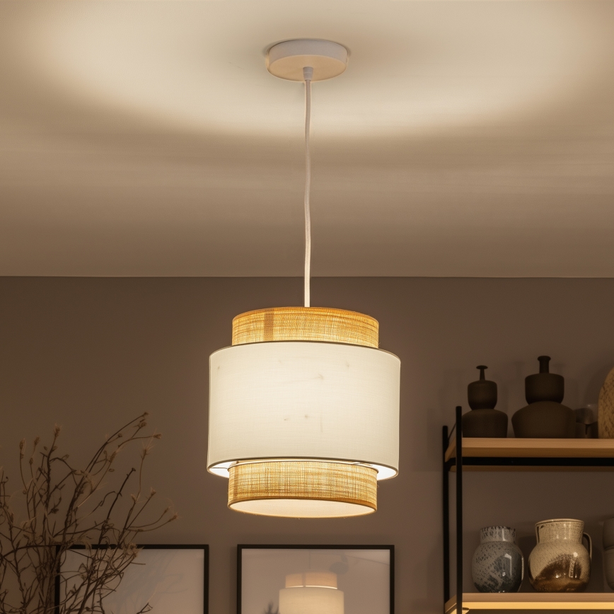 Brilagi - Lustră LED suspendată pe cablu CERIA 1xE27/40W/230V, diam. 30 cm, bej/alb