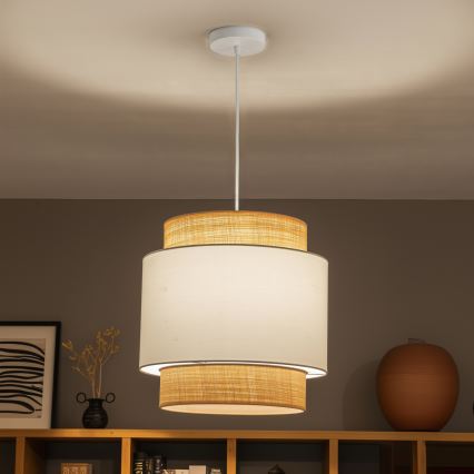 Brilagi - Lustră LED suspendată pe cablu CERIA 1xE27/40W/230V Ø 40 cm bej/alb