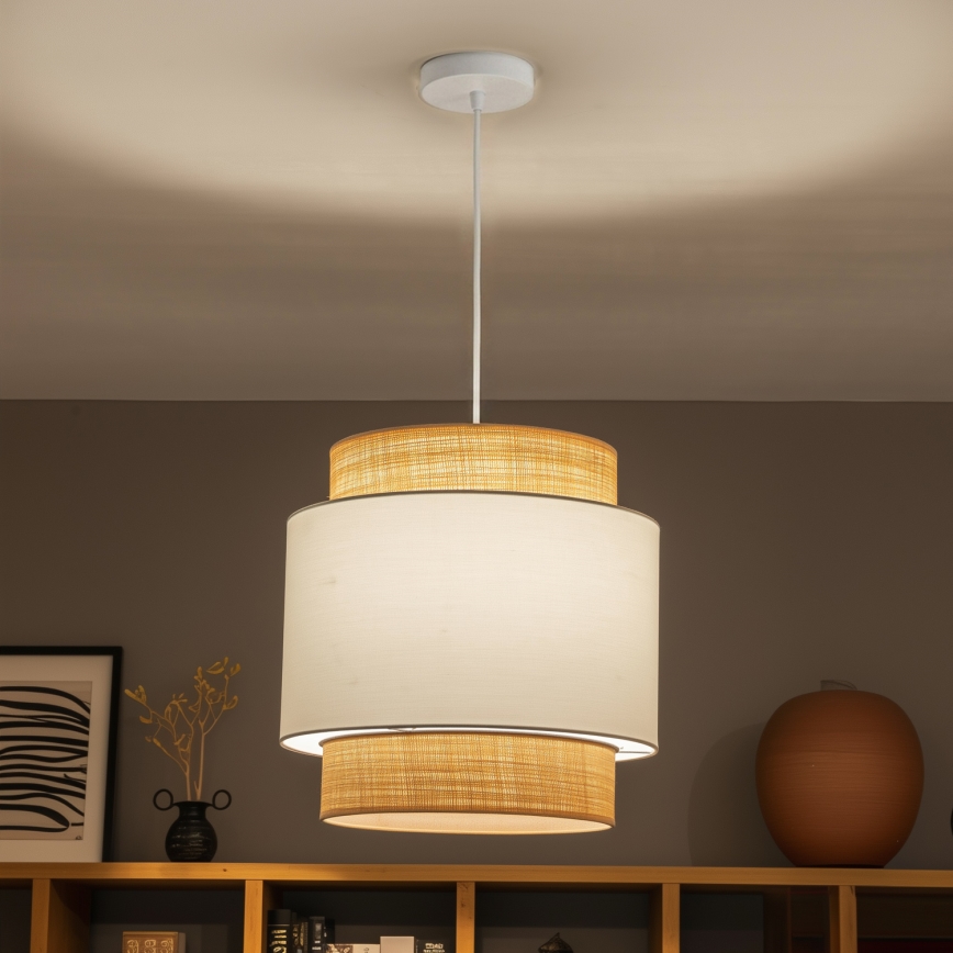 Brilagi - Lustră LED suspendată pe cablu CERIA 1xE27/40W/230V Ø 40 cm bej/alb