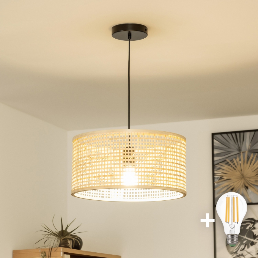 Brilagi - Lustră LED suspendată pe cablu CERIA BOHO 1xE27/40W/230V Ø 25 cm bambus