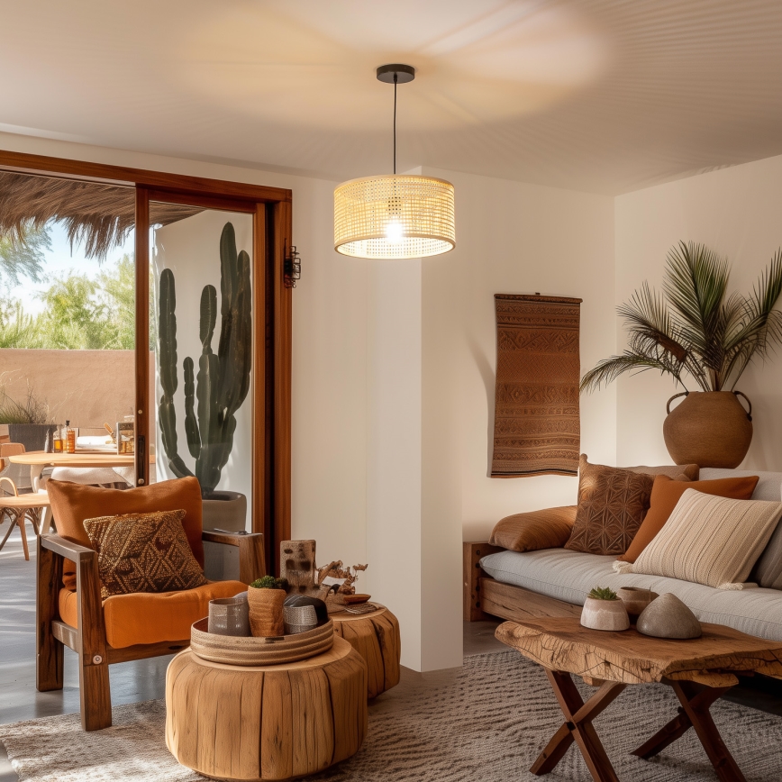 Brilagi - Lustră LED suspendată pe cablu CERIA BOHO 1xE27/40W/230V Ø 25 cm bambus