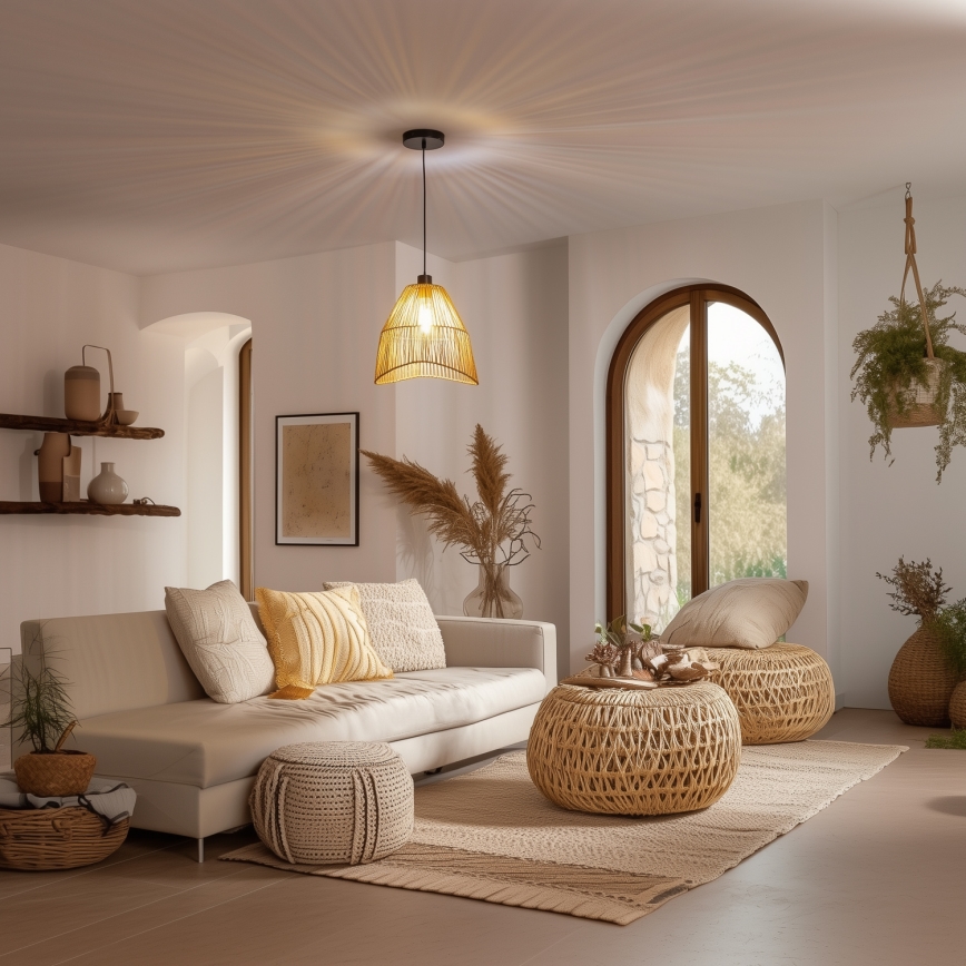 Brilagi - Lustră LED suspendată pe cablu CERIA BOHO, 1xE27/40W/230V, Ø 30 cm, maro