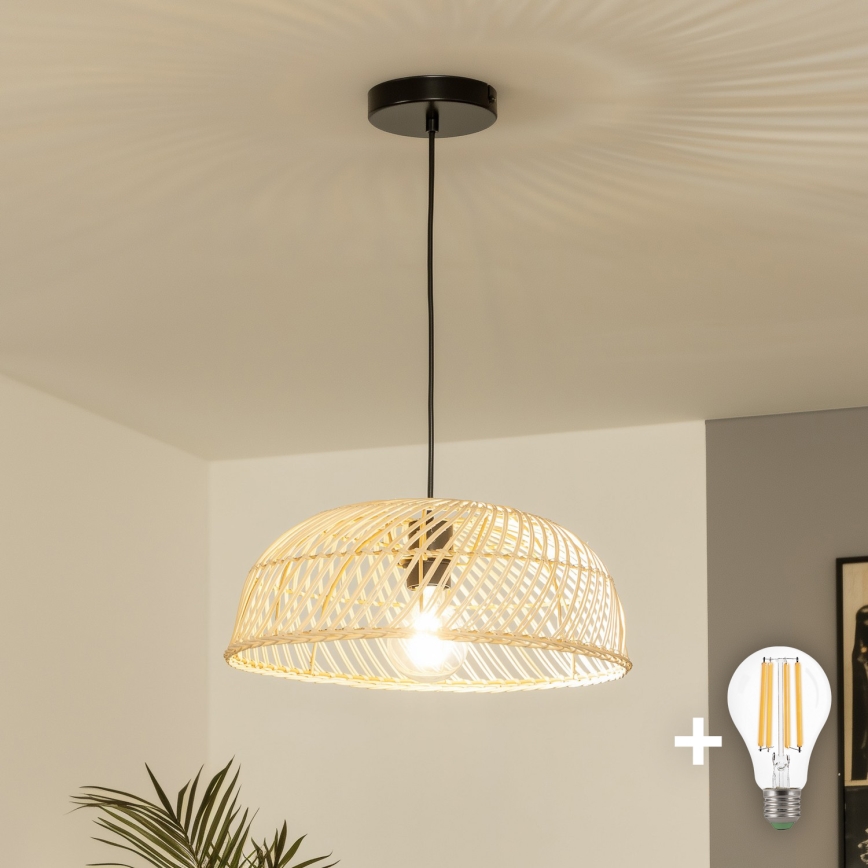 Brilagi - Lustră LED suspendată pe cablu CERIA BOHO 1xE27/40W/230V Ø 40 cm ratan