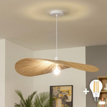 Brilagi - Lustră LED suspendată pe cablu CERIA BOHO, 1xE27/40W/230V, Ø 80 cm, din rafie