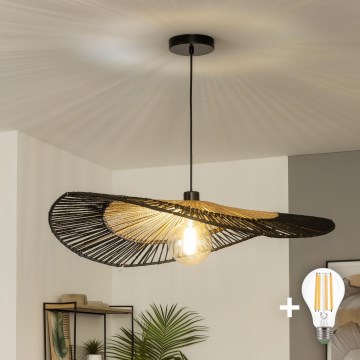 Brilagi - Lustră LED suspendată pe cablu CERIA BOHO 1xE27/40W/230V Ø 80 cm negru/maro