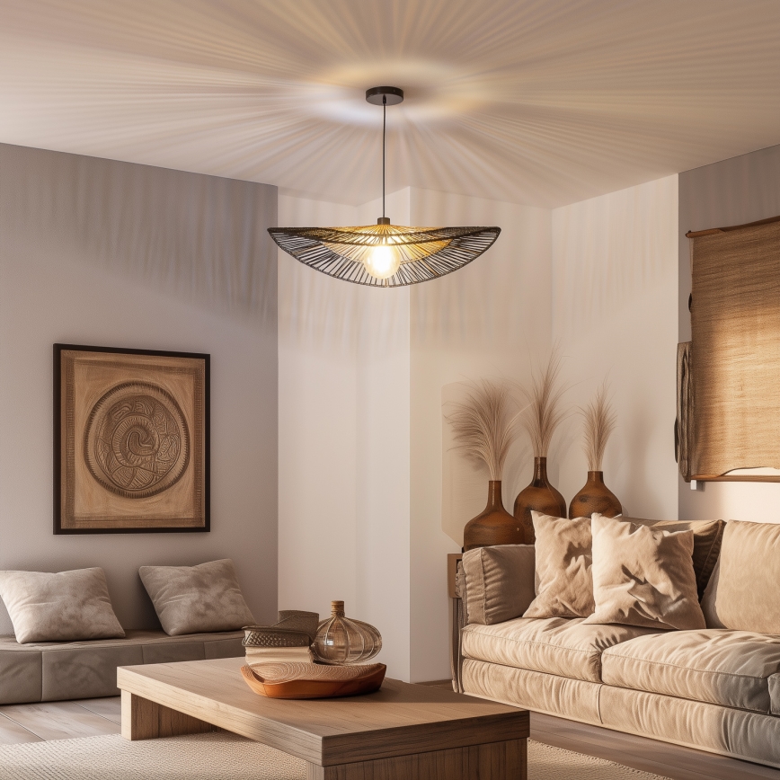 Brilagi - Lustră LED suspendată pe cablu CERIA BOHO 1xE27/40W/230V Ø 80 cm negru/maro