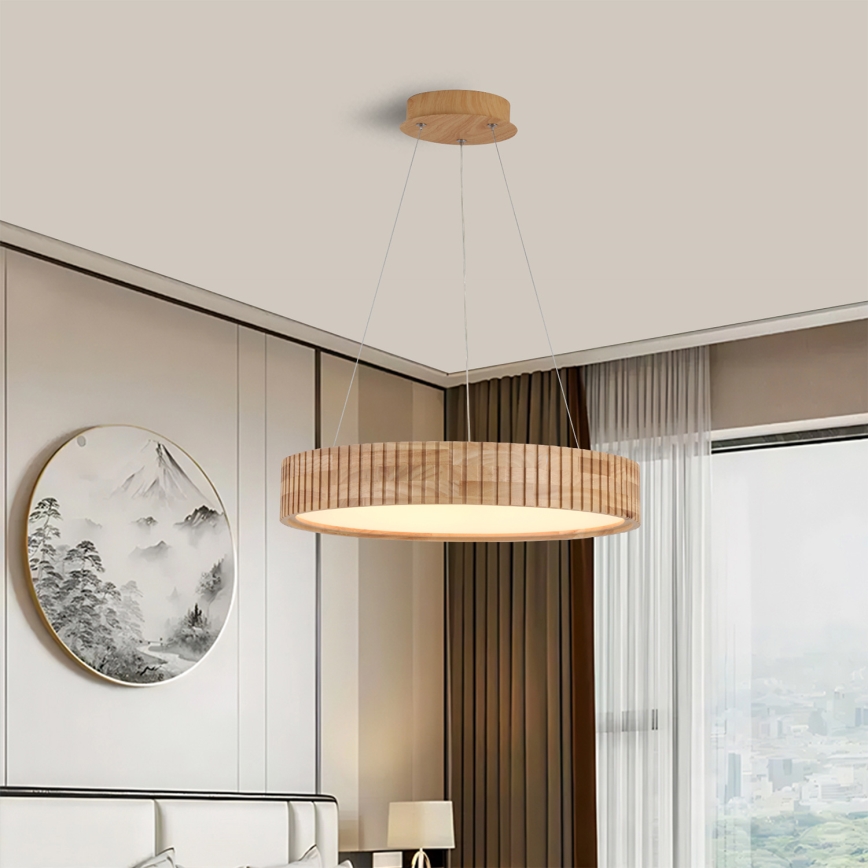 Brilagi - Lustră LED suspendată pe cablu FALCON WOOD MODERN, LED/30W/230V, 3000/4000/6000K, diametru 45 cm, lemn