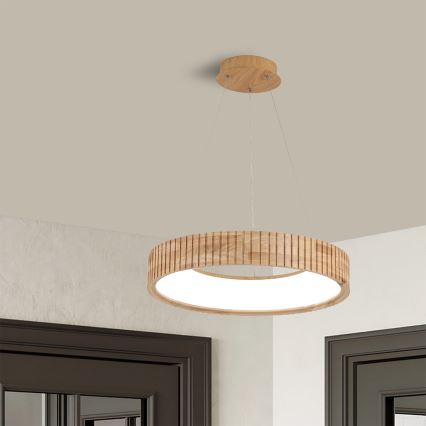 Brilagi - Lustră LED suspendată pe cablu FALCON WOOD MODERN, LED/30W/230V, 3000/4000/6000K, diametru 45 cm, lemn