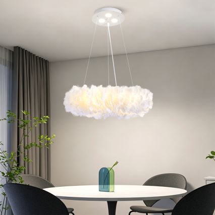 Brilagi - Lustră LED suspendată pe cablu FEATHER, 3x E27/40W/230V + 3x LED/3W, Ø 40 cm, albă