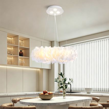 Brilagi - Lustră LED suspendată pe cablu FEATHER, 3x E27/40W/230V + 3x LED/3W, Ø 40 cm, albă