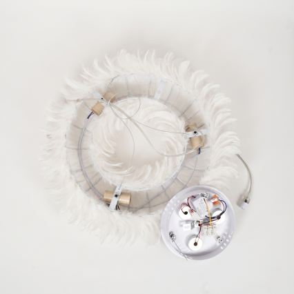 Brilagi - Lustră LED suspendată pe cablu FEATHER, 3x E27/40W/230V + 3x LED/3W, Ø 40 cm, albă