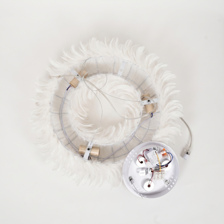 Brilagi - Lustră LED suspendată pe cablu FEATHER, 3x E27/40W/230V + 3x LED/3W, Ø 40 cm, albă