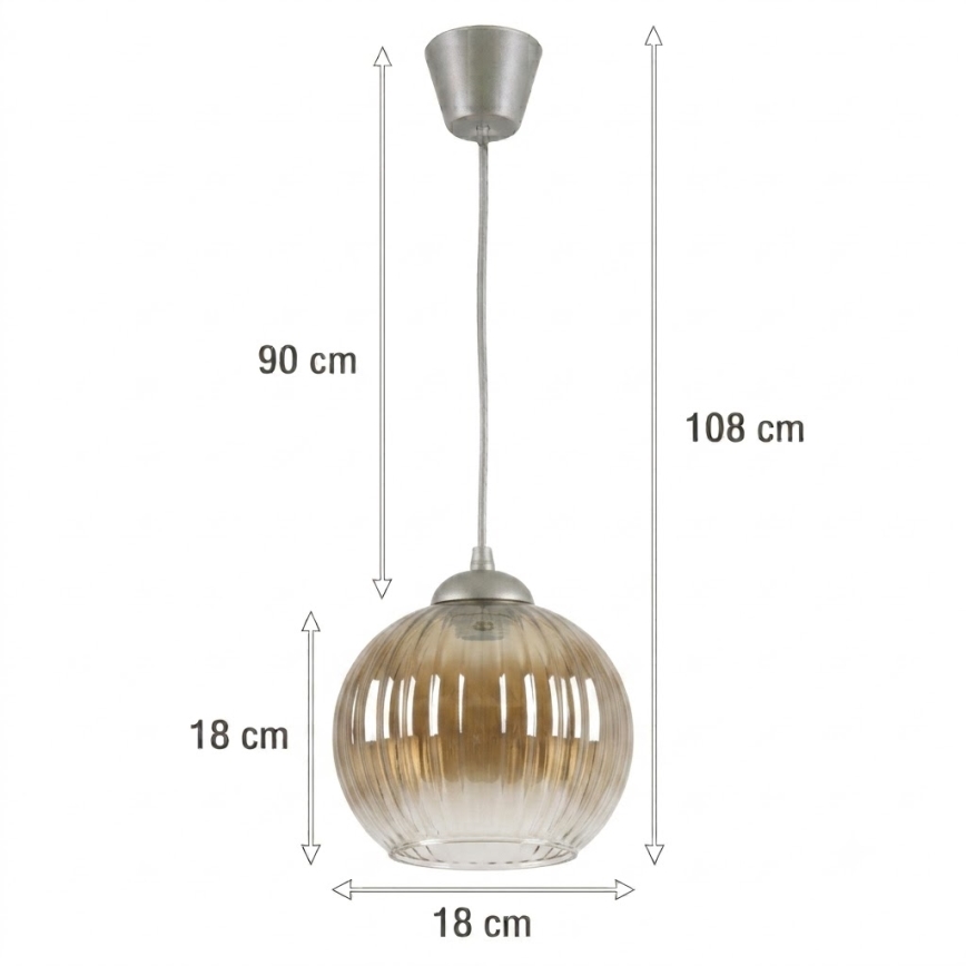 Brilagi - Lustru LED suspendat pe cablu RETRO GLASS 1xE27/60W/230V Ø 18 cm argintiu/maro fumuriu