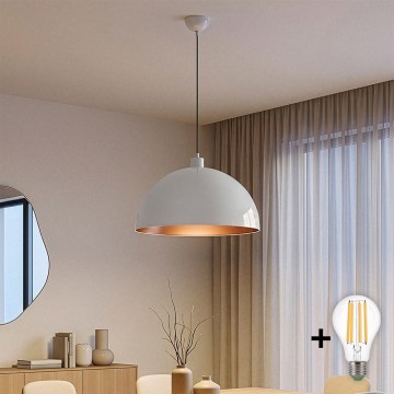 Brilagi - Lustră LED suspendată pe cablu METALO 1xE27/40W/230V diam. 40 cm alb/cupru