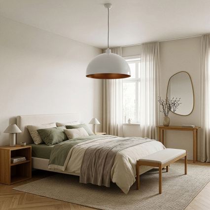 Brilagi - Lustră LED suspendată pe cablu METALO 1xE27/40W/230V diam. 40 cm alb/cupru