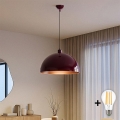 Brilagi - Lustră LED suspendată pe cablu METALO 1xE27/40W/230V diam. 40 cm burgund/aramă